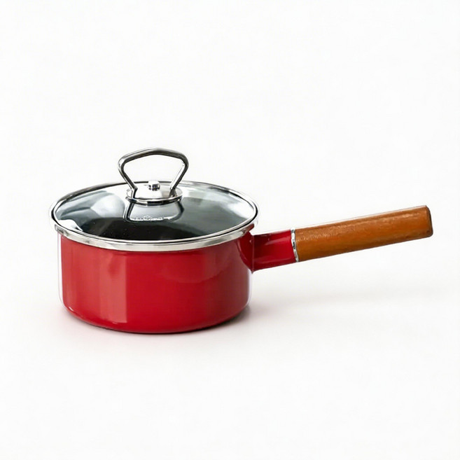 로이열 인덕션 법랑 편수냄비 18cm 라면 찌개, 1개, 레드