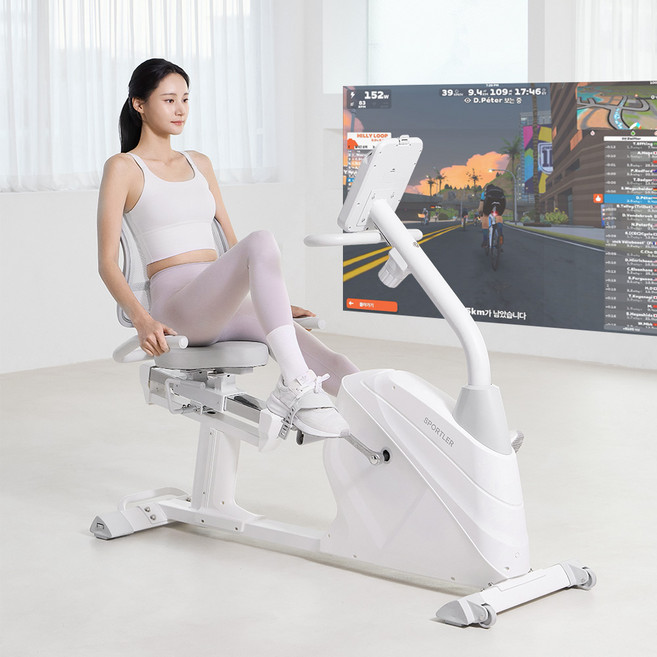 스포틀러 좌식 실내자전거 프라임 메타 헬스 사이클 가정용 재활 바이크 유산소 운동 기구, 화이트