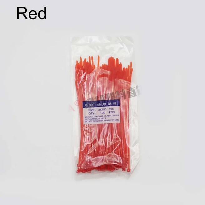 100pcs 자동 잠금 나일론 소형 케이블 타이 폭 2.0mm 3x150mm 지퍼 타이 와이어 코드 고정 빨간색 노란색, 01 3x150mm, 03 Red