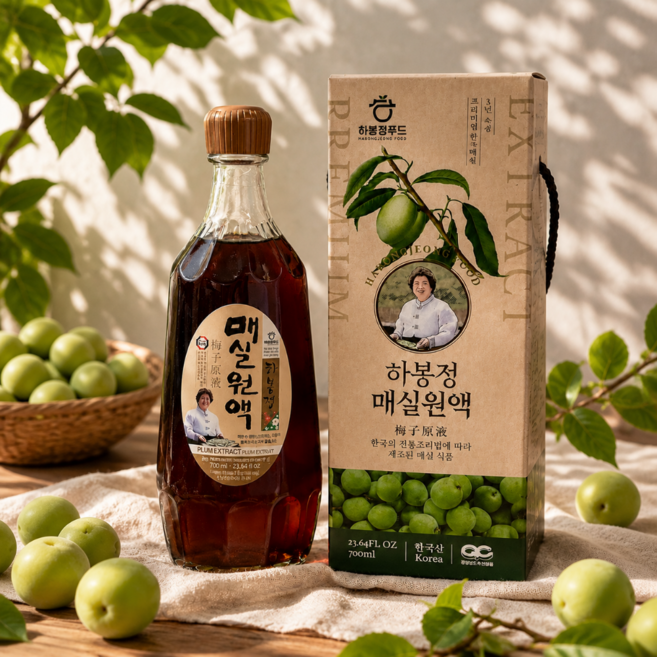 [재구매율1위] 국산 무설탕 3년숙성 유기농 하봉정 매실원액 매실청, 1개, 700ml