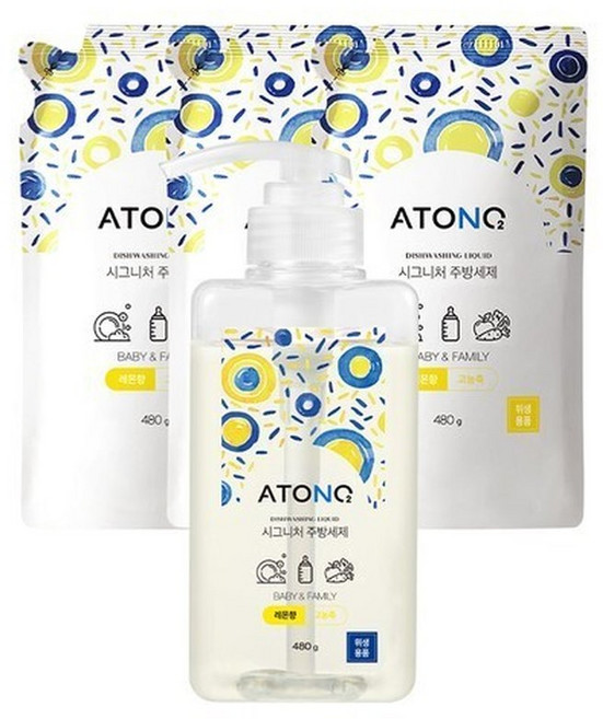 아토앤오투 시그니처 주방세제 레몬향 본품1+리필 3, 1개