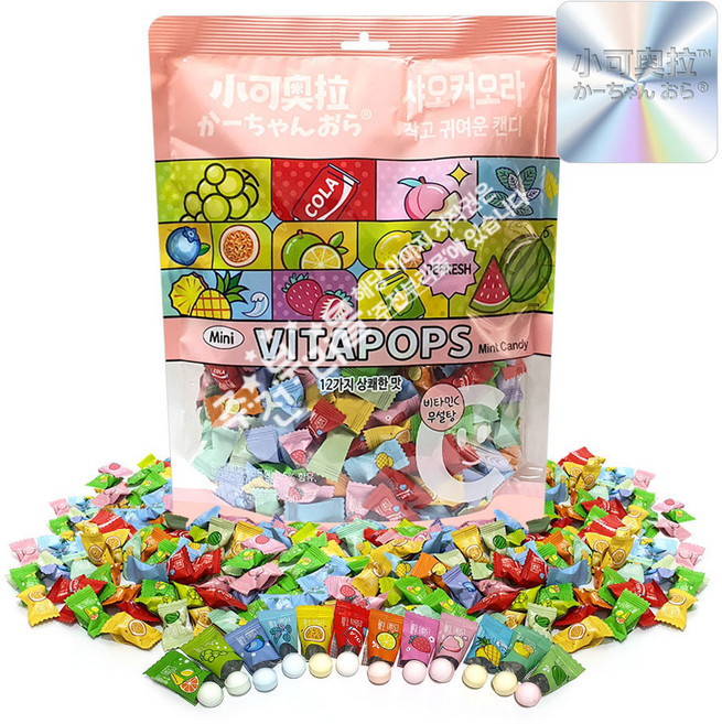 한국총판 샤오커오라 비타팝스캔디 12가지맛 믹스, 1개, 500g