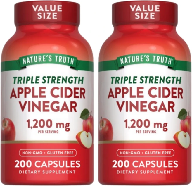 멀티팩 애사비 애플 Cider 비니거 트리플 Triple 스트렝스 Strenth Vinegar 식초 1200mg Natures Truth, 200정, 2개 - 쿠팡