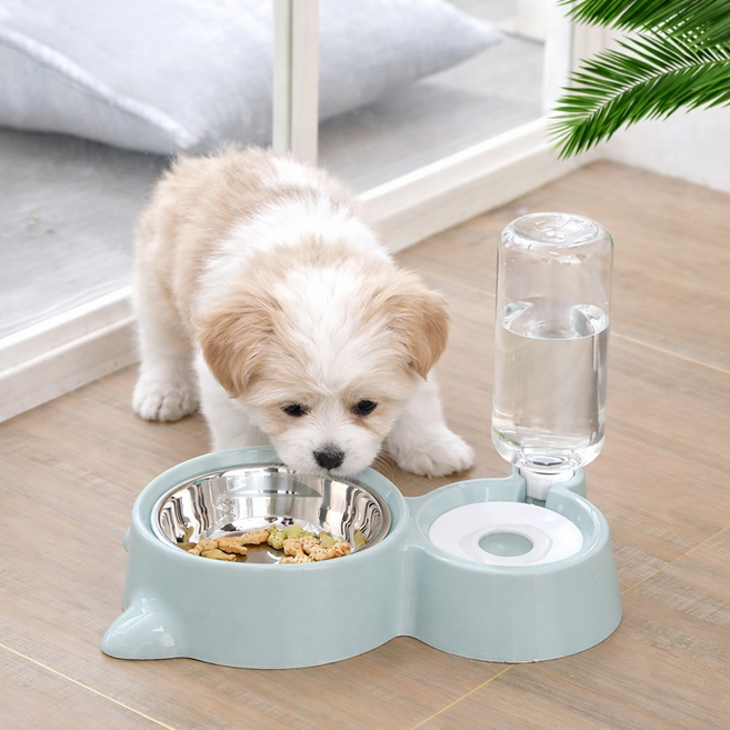 솜솜프렌즈 반려동물 급수 식기 강아지 고양이 물그릇 밥그릇, 1개, 그린