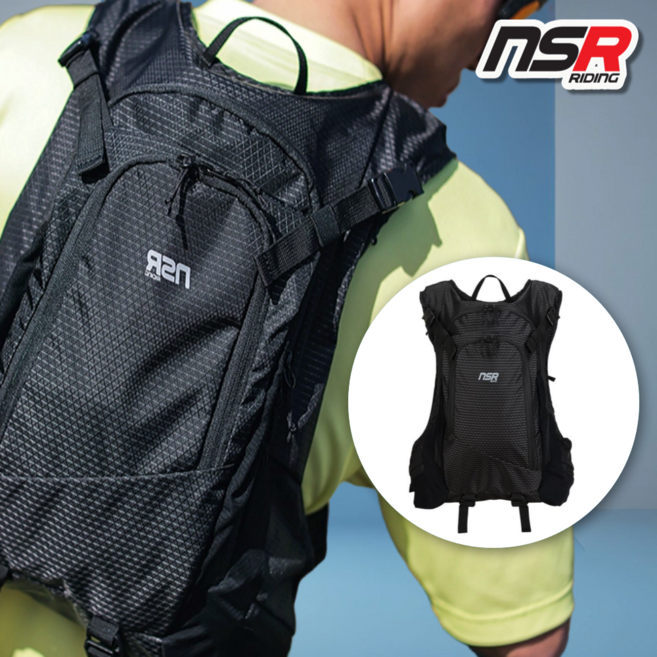 NSR 12L 자전거 백팩 대용량 라이딩 사이클 로드 MTB 가방 배낭 + 사은품, 블랙