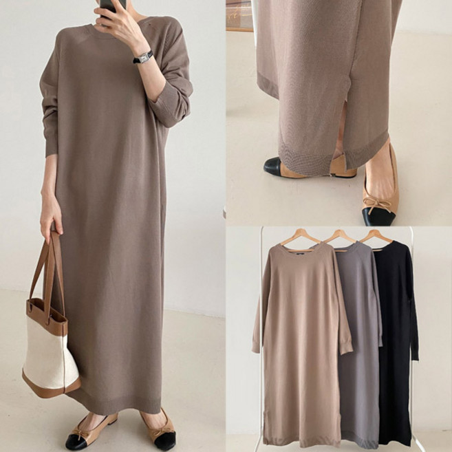 p740 데이 니트롱원피스 비스코스 차르르 떨어지는 루즈핏롱원피스 빅사이즈