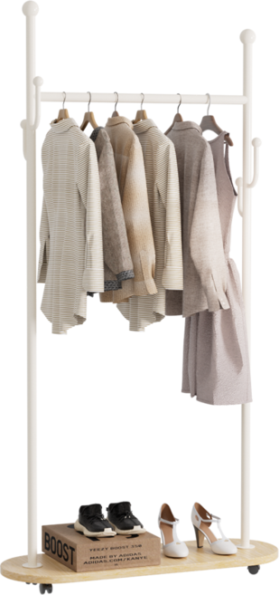 Bornoon 이동식 스탠드옷걸이 행거, 크림