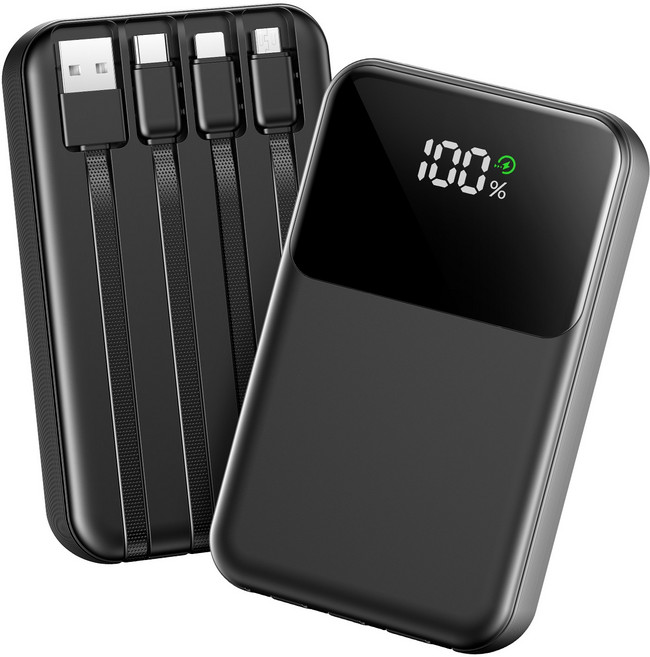 YINTO 20000mAh 보조배터리 고속충전 대용량 일체형 PD 22.5W QC3.0 잔량표시 멀티단자, 블랙, N12