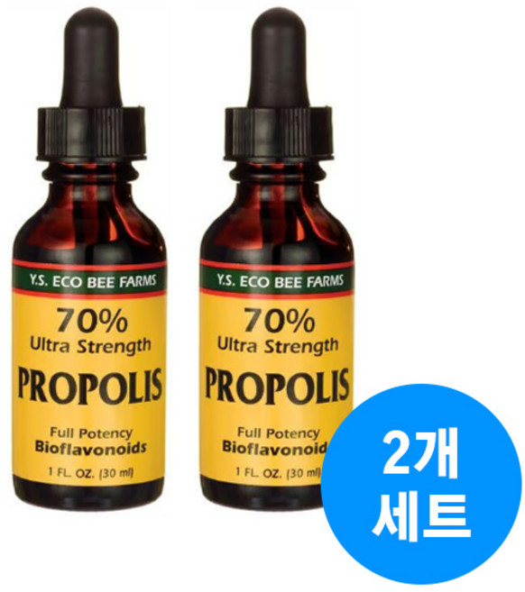 Y.S. 에코 비 팜 70% 울트라 스트랭스 프로폴리스, 2개, 30ml