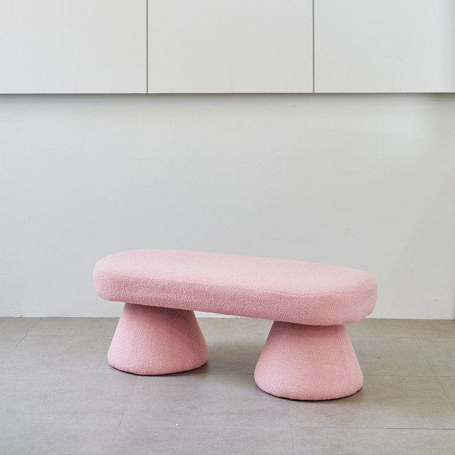 미코퍼니처 동글이 부클레 패브릭 벤치, 핑크