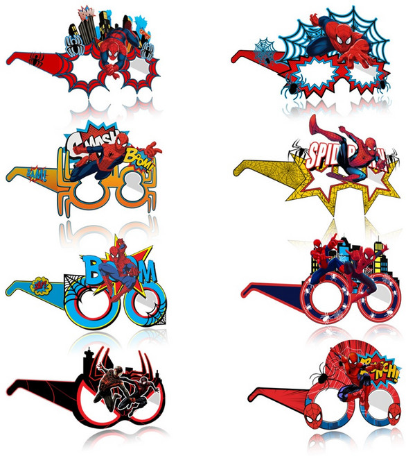 PARTY SHOP 英雄造型派對眼鏡 蜘蛛人主題兒童生日裝扮道具 8入, 1個, 蜘蛛俠B(8入)