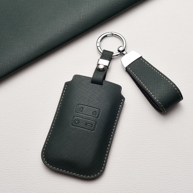 렌삼 키케이스 프라다 가죽 디자인 고급 방scratch 방마모 / QM6 QM5 SM6 SM5 SM3 XM3 클리오 아르카나 호환 키커버, 르노 Ab 타입, 숲그린