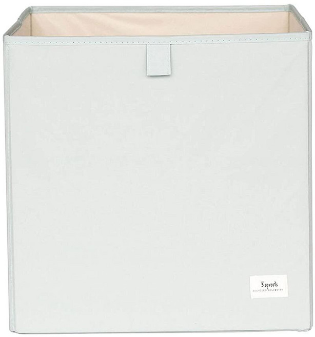 3 Sprouts 재활용 패브릭 큐브 보관함 - 큐브 선반 시스템용 33cm(13인치) 접이식 정리함 어린이 칸막이 통 - 그린, 초록색