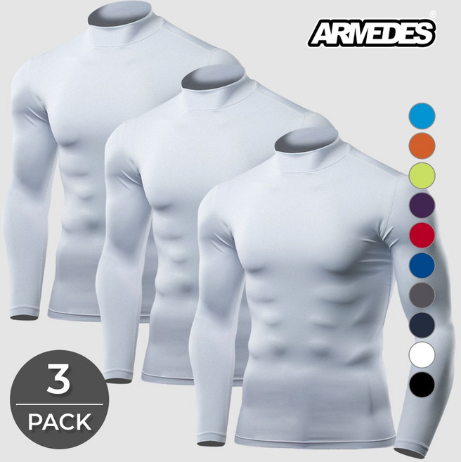 아르메데스 언더레이어 쿨티셔츠 베이스레이어 컴프레션 테크핏 터틀긴팔 3매