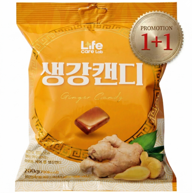 라이프케어랩 생강 캔디 건강 목캔디 사탕 간식, 200g, 2개