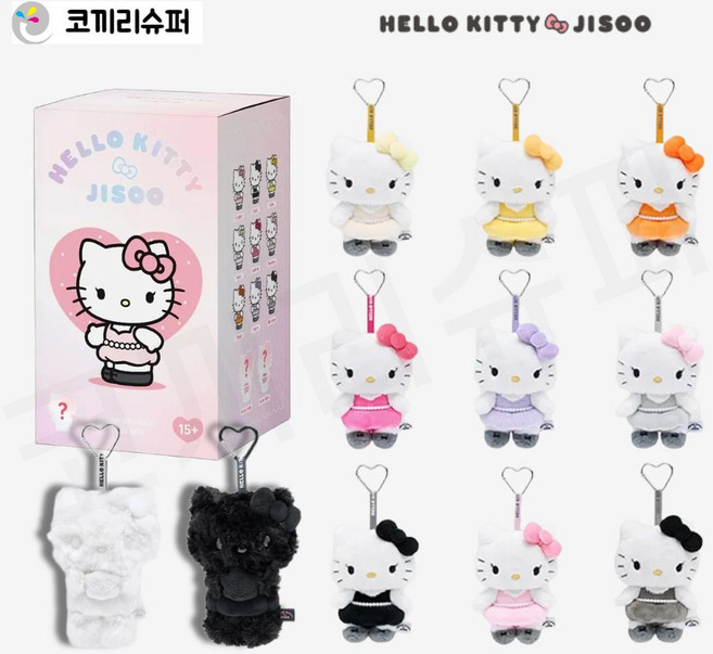 헬로키티 X 지수 콜라보 랜덤 인형 키링 BLACKPINK JISOO X HELLO KITTY, 1개, 랜덤(미개봉)_1개입, 120mm