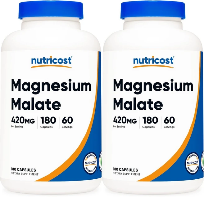 Nutricost Magnesium Malate 뉴트리코스트 마그네슘 말레이트 420mg 180캡슐 2팩, 180정 - 쿠팡