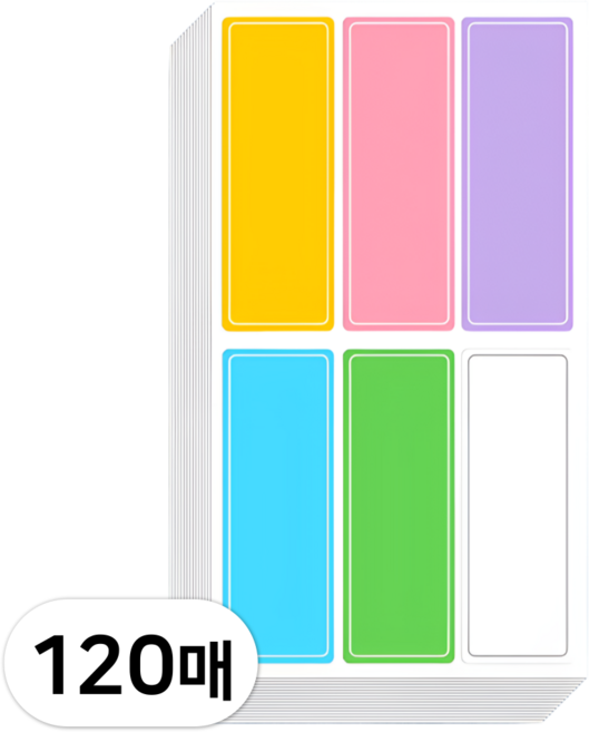 펴나나다 방수 네임스티커 컬러 견출지, M(22x63mm), 120매
