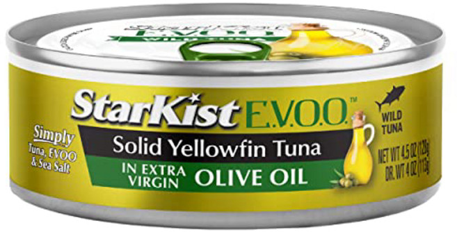 StarKist E.V.O.O. Solid Yellowfin/light Tuna in Ex StarKist EVOO 엑스트라 버진 올리브 오일 함유 고체 황다랑어/라이트 참치 -, 12개, 127g