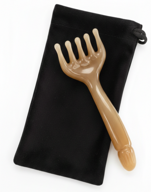 아이작큐브 두피 괄사 머리 빗 마사지기, 호박색, 1개