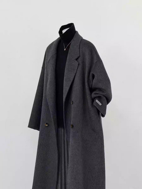 더블버튼 울 롱코트 여성 겨울 오버핏 핸드메이드 코트