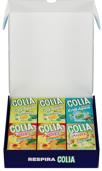 이탈리아 내수용 골리아 목아플때 먹는 캔디 사탕 효능 선물 12개입 세트 웰니스박스, 12개, 46g