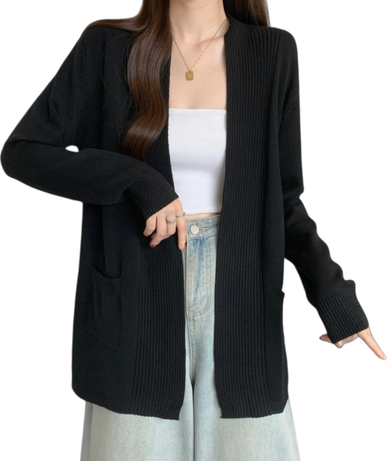 Makone 여성 봄가을 패션 하프 카디건