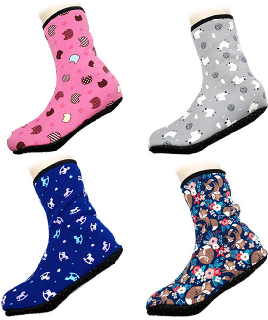 양말나라 귀여운 쁘띠 요술버선 중목 4켤레 /겨울 논슬립 보온 기모 방한양말
