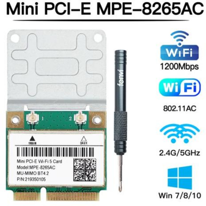미니 PCIE 와이파이 카드 트라이 밴드 블루투스 5.3 무선 네트워크 WLAN 어댑터 와이파이 6E AX210 5374Mbps 2.4G 5G 6GHz 802.11, 2) MPE-8265AC, 1개