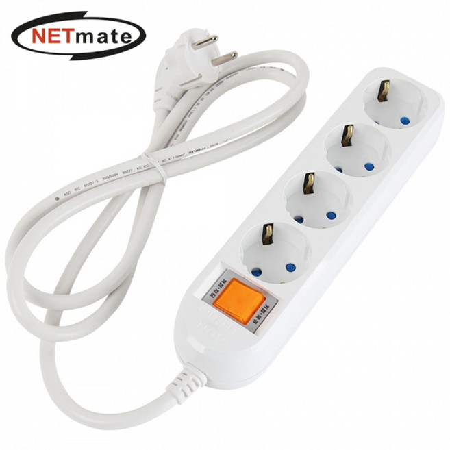 강원전자 넷메이트 NM-SF450 SAFE 멀티탭 4구 접지 5m, 1개, 상세페이지 참조, 화이트