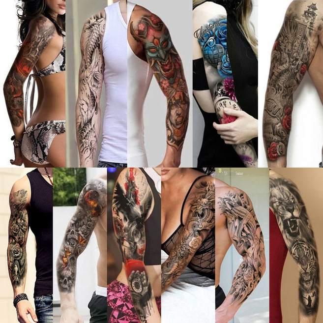 [대호] 4+1 프리미엄 대형 긴팔 타투스티커, 1개, 35.TQB-87