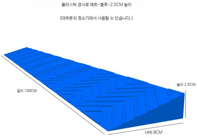 경사판 로봇청소기 방문턱 방지턱 고무 단차, 1개, 높이 2.5cm 블루