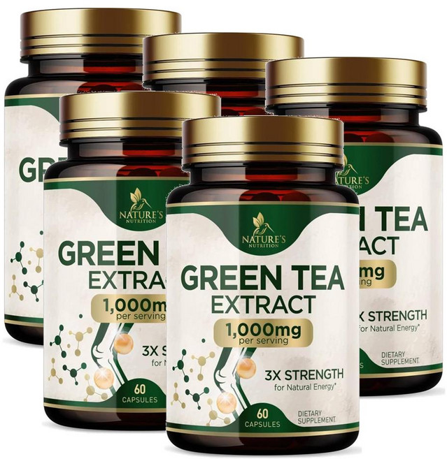 네이쳐뉴트리션 그린티 녹차 추출물 1000mg 캡슐 Nature's Nutrition Green Tea Extract, 5개, 60정