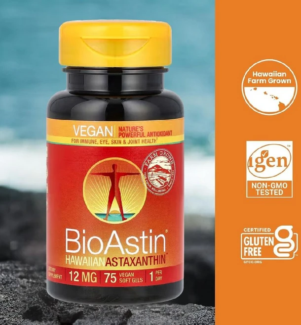 뉴트렉스하와이- BioAstin 하와이산 아스타잔틴 12mg 비건 75소프트젤, 1개, 75정 - 쿠팡