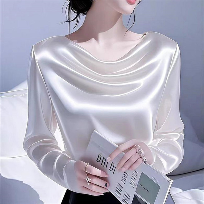 Vezri 여성용 봄 여름 고급스러운 핫 아이템 하이 퀄리티 새틴 긴팔 블라우스 SKZ