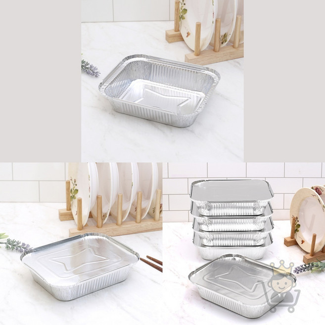 마켓보스 은박도시락 5개입 바디+뚜껑 17.3x14.2cm 배달도시락용기, 단품