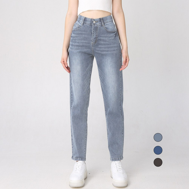 엘블로썸 스판 인밴드 워싱 배기 청바지