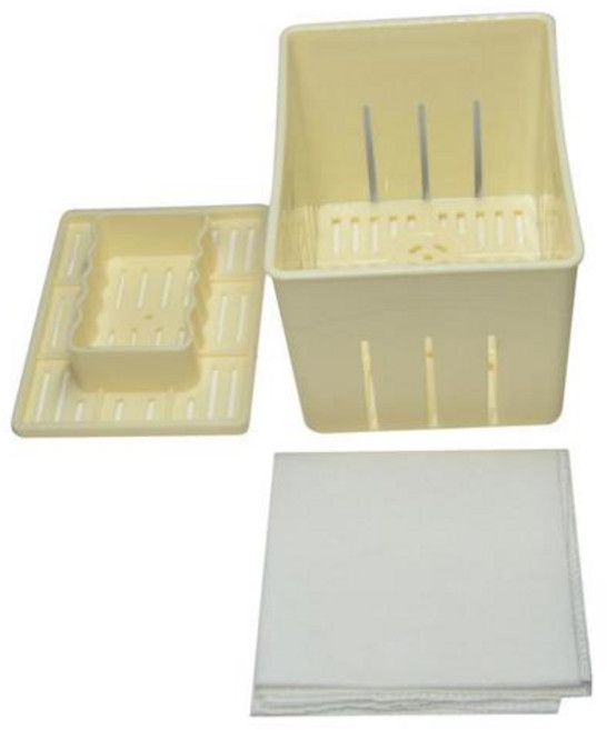 DIY 플라스틱 두부 프레스 몰드 수제 틀 (치즈 천 포함) 주방 요리 도구 세트 만들기, 01 Model and Gauze