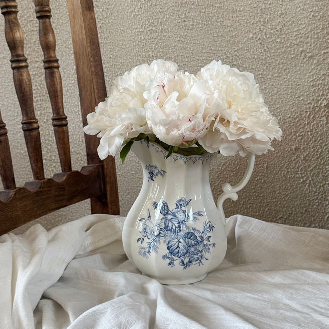 프렌치 블루 플라워 저그 화병 청화 백자 꽃병