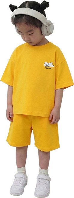 [5호 7호 9호 11호] 클로빈 키즈 오버핏 푸들 상하복 세트 남아 여아 등원룩 여름 반팔 반바지 등원복