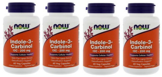 NOW Indole 3 Carbinol 인돌 3 카비놀 I3C 200mg 60캡슐 X 4개, 60정