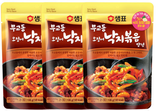 샘표 무교동 오징어낙지볶음 양념, 3개, 130g