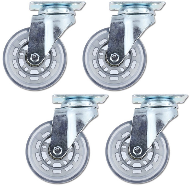 무소음 바퀴 우레탄 카트 구루마 수레 대차 캐스터 인라인 회전형 3인치 4개, 회전형4
