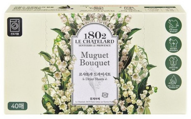 르샤트라1802 드라이시트 섬유유연제 뮤게부케, 40개입, 12개