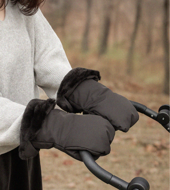 뚜뚜 유모차 웨건 방수 장갑 방한 핸드머프, 1세트, 블랙