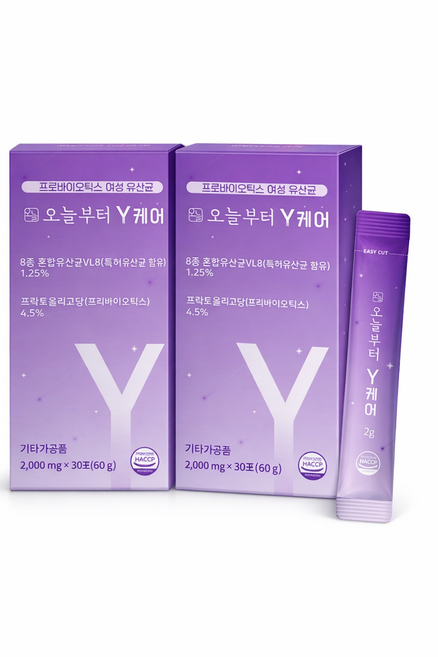 오늘부터 Y케어 질 유래 특허 여성유산균 (90포), 2,000 mg, 1+1
