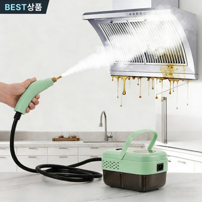 LY 고온 스팀 청소기 스팀청소기 주방청소 냉장고 욕실 화장실 청소 세트, 녹색
