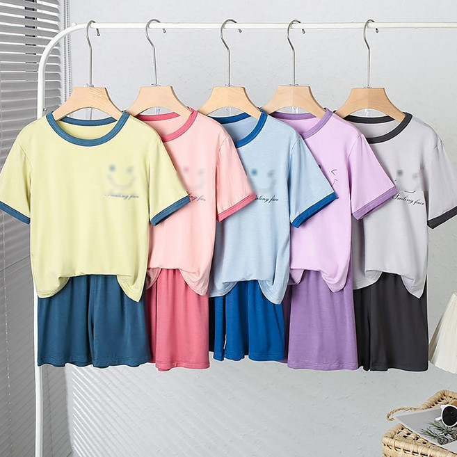 로르카 14세 이상 사용 가능 아동용 잠옷 세트 반팔 프린트 티셔츠 밴딩 반바지 홈웨어 세트 F01032620