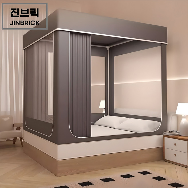 진브릭 실내 방한 침대텐트 난방텐트 사각 수면 패밀리