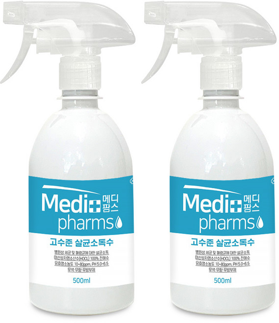 크로바 메디팜스 뿌리는소독제 500ml 미산성차아염소산수 살균소독제, 2개